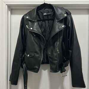 Zara moto style vegan leather jacket